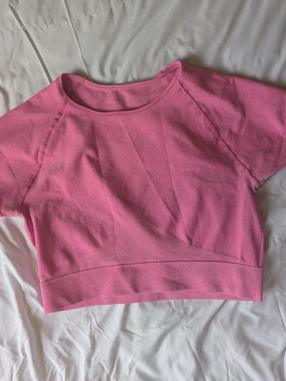 H&M Pink Cropped Ribbed Knit Tee